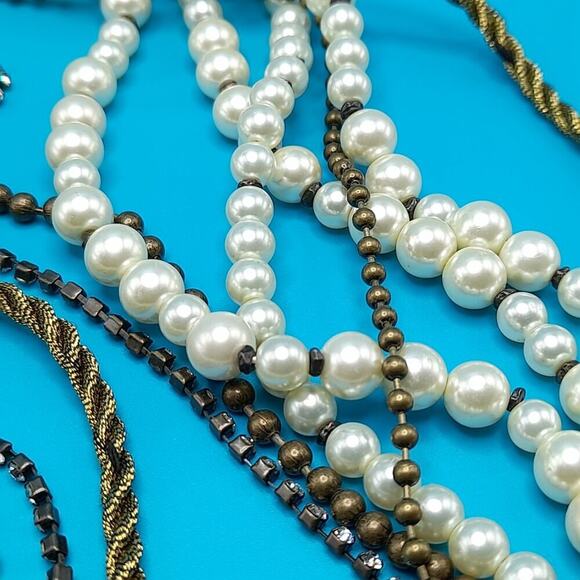 Chico's Faux Pearl Rhinestone Cord Necklace, 8 Strands, 22 Inches - Picture 8 of 12